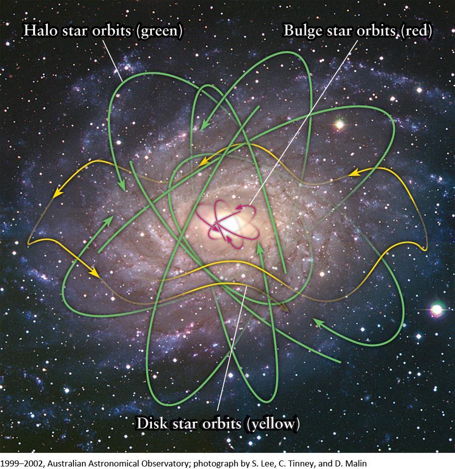 galaxy) Disk (rotating around center) Halo