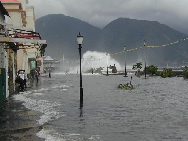 Inundation of waterfront promenade,