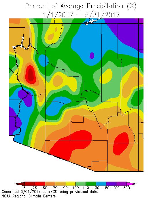 There were cool pockets in northwestern Coconino, Maricopa and Pinal counties, and southern