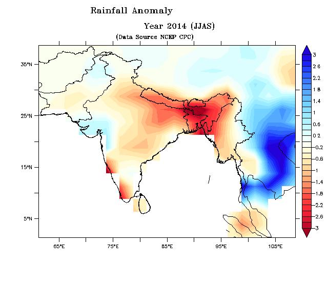 2) for the southwest monsoon season (June to September) of 2014, developed in the fifth session of the South Asian Climate Outlook Forum (SASCOF-5) had indicated that southwest monsoon rainfall over