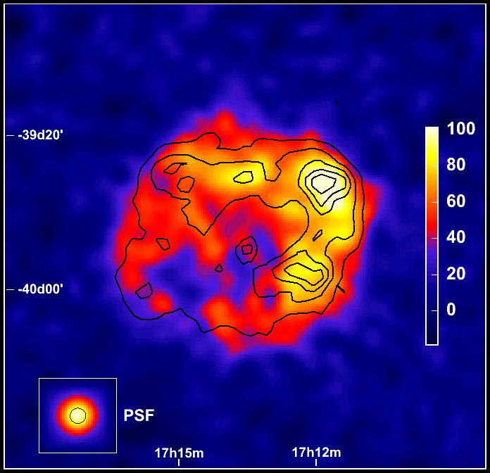 Supernova Remnants RXJ 1713-3946 3946 SNR RXJ 1713-3946 RX J1713.7-3946 Berezkho & Völk astro/ph-0602177 ~B 2 d = 1 kpc E = 1.8. 10 51 erg M = 3.5 M ρ(r) = 0.