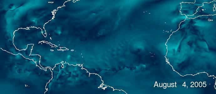 GFDL Regional Model Simulation of the 2005 Atlantic Hurricane Season Regional model low-level winds (388 m); Red: >40