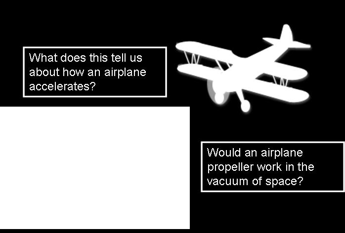 How does an airplane propeller push an airplane forward? 4. A 1200kg car is accelerated at a rate of 4 m/s/s. What is the net force acting on the car? 5.