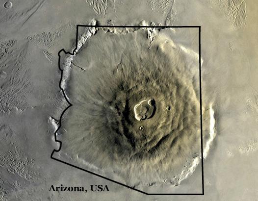 Largest Volcano on Mars The largest volcano in the solar system is Olympus Mons.