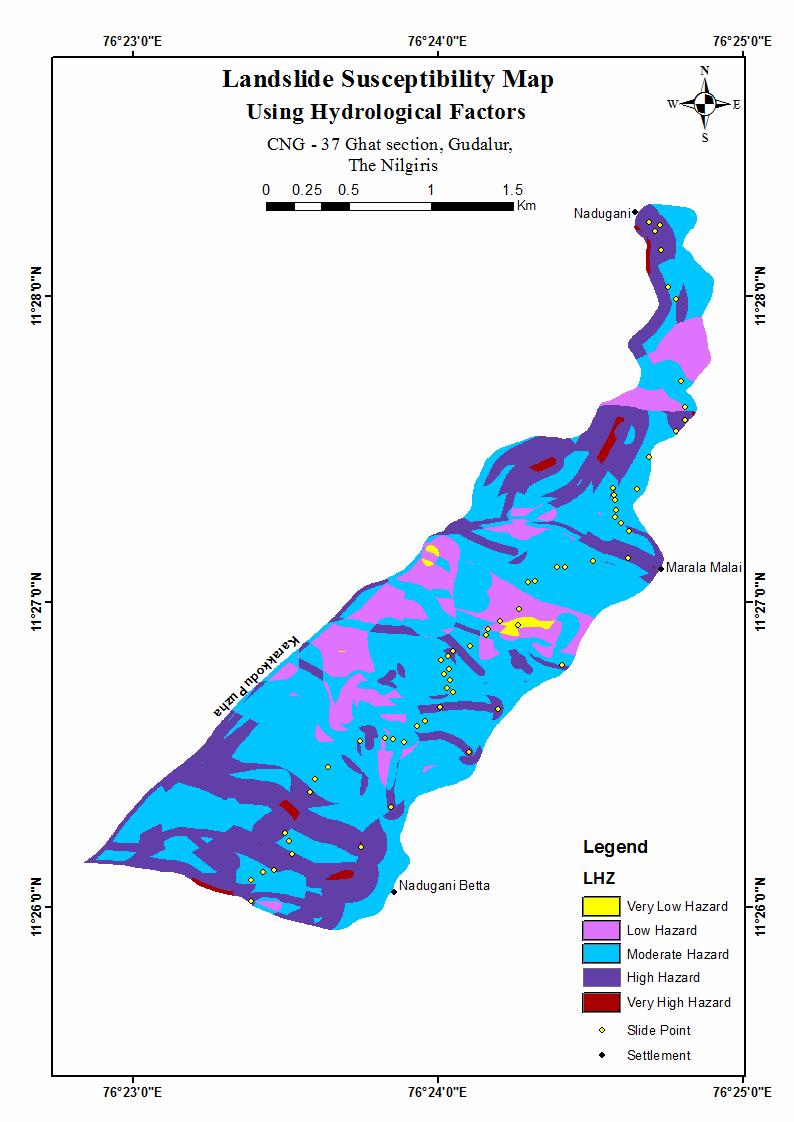 Saranaathan. S. E. et al /International Journal of ChemTech Research, 2016,9(3),pp 248-253. 252 Figure 4.Landslide Susceptibility Map Table 1.