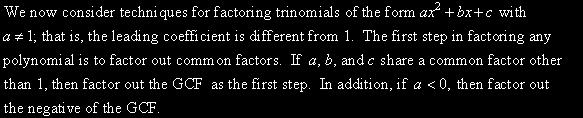APPENDICES Factoring Trinomials with