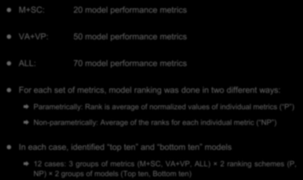 How did we do the model ranking?