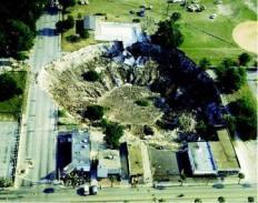Surface Landforms: Sinkholes Occur in a range of sizes, and can be temporarily, seasonally, or permanently filled with water. Sinkholes pose a threat to developed areas.
