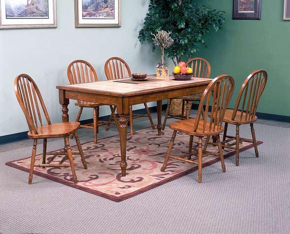 Padded Chairs 42 X 60 Table CM2313 Sand Tile Top 36 X 60 Rich Medium Oak Finish