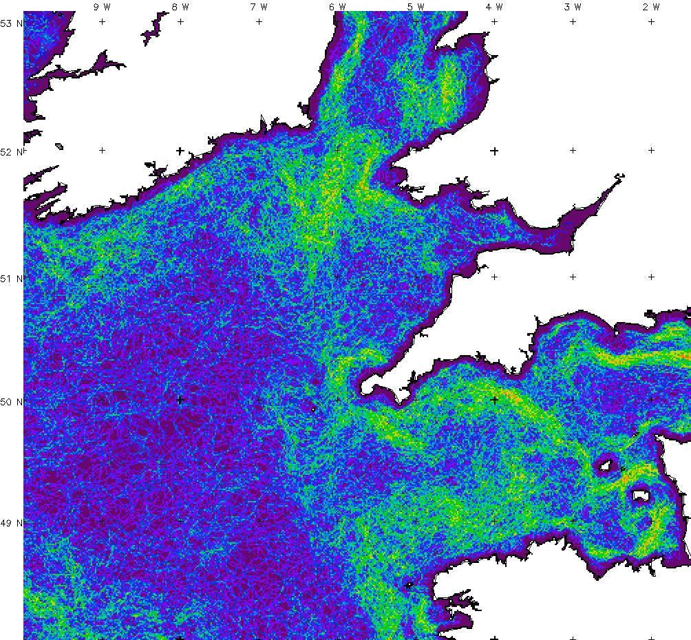 Satellite prediction of 2016 predator hotspots Ocean front frequency Summer 2016 Weak spring bloom (Mar.