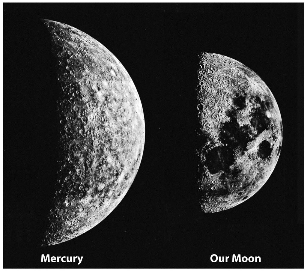 Mercury s Surface! Mercury is similar to the Moon! A heavily cratered surface!