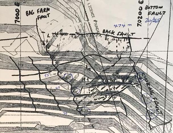 2. Geological structure Geological mapping of the pit face showed that the rock mass involved with the failure was bounded by four faults.