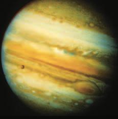 Jupiter s atmosphere is dense because of its gravity and great distance from the Sun. Saturn s rings include seven main divisions each of which is composed of particles of ice and rock.