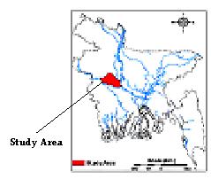 GENERAL FEATURE S OF THE STUDY AREA The study area, Pabna district, is located in the south-eastern corner of greater Rajshahi division (Fig.1). The area comprises nine upazillas covering 2371.50 Sq.