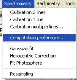 To activate the computations on the area selected, from the Spectrometry pulldown menu, Computation preferences.