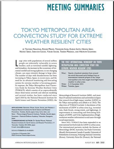 ROLE OF TOMACS FOR CANADA s URBAN MODELLING Tokyo Metropolitan Area Convection Study A field campaign in the Tokyo metropolitan area