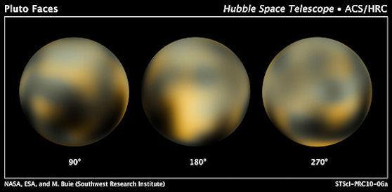 Modeled images of Pluto obtained by processing 24 images taken by the Hubble