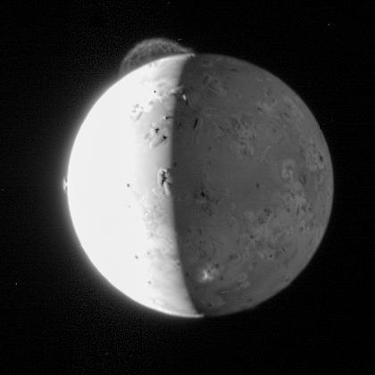 The plumes of Io s volcanoes, the material ejected from the satellite, the Io torus and the low frequency radio emission The gasses ejected from the volcanic activity are ionized by the UV radiation