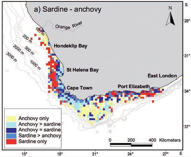 66 Advances in geographic information systems and remote sensing for fisheries and aquaculture FIGURE 10 The interaction between anchovy and sardine stocks in South African coastal waters Kilometres