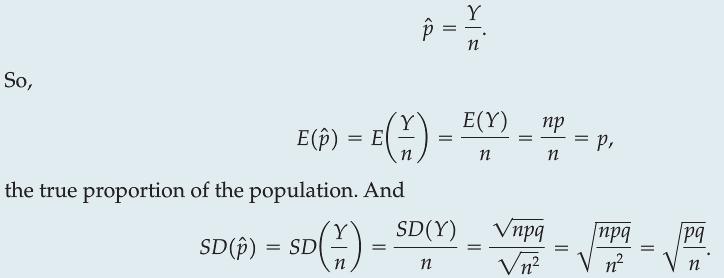 Sampling Distribution Model for Proportions Mean and Standard Deviation Let Y -