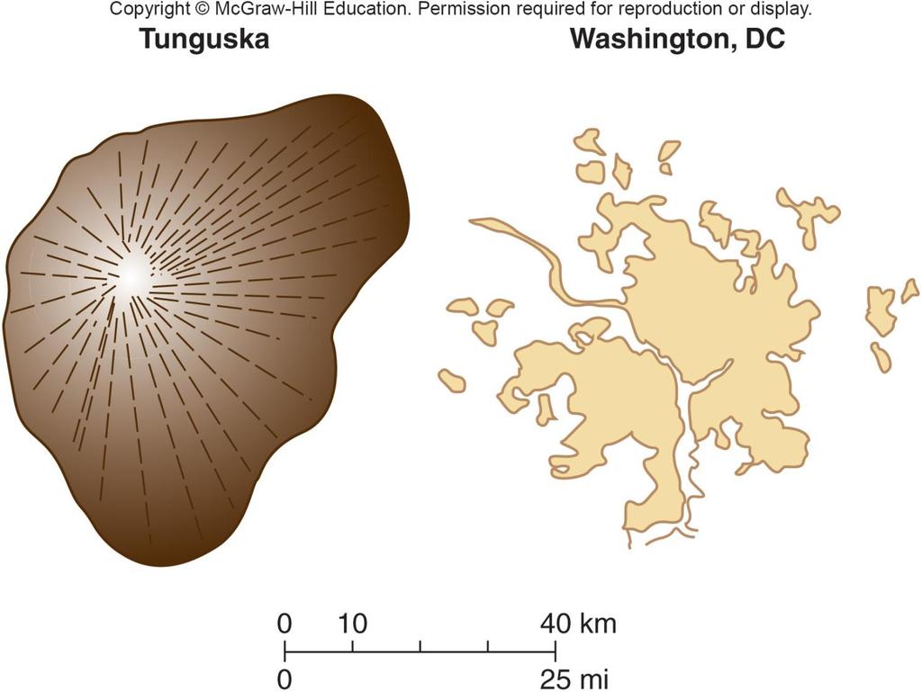 Figure 17.28 The Tunguska event devastated more than 400 square miles, knocking down trees.