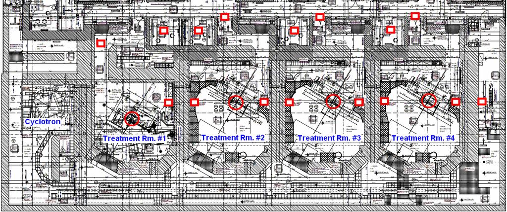 Introduction Footprint of the WPE Treatment Rooms and 230 MeV Proton Cyclotron All four Treatment Rooms have basically the same physical dimensions Therapeutic Proton beam delivered to one