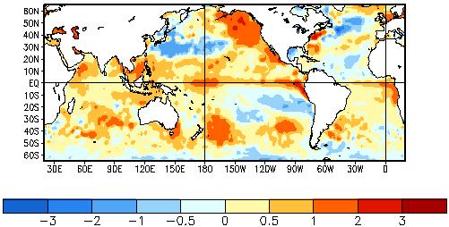 1. Important Global Climate Factors 1.1 Sea Surface Temperatures over the Pacific Ocean The mean global sea surface temperatures (SST) anomalies (Fig.