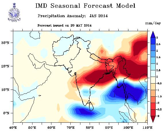 On the other hand, normal to drier than normal conditions are likely over most of the remaining areas of the south Asia including India, Pakistan, Nepal, Bhutan and Bangladesh (Fig. 5a).