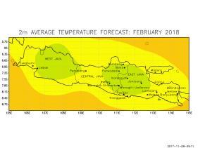 MEAN TEMPERATURE FORECAST: JAVA, INDONESIA Figure 10A: 30-Day running mean monthly Climate Forecast System (CFS Version2)