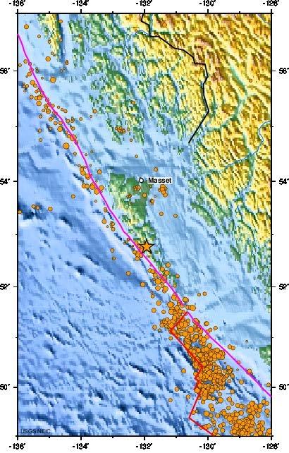 This earthquake (orange star) is plotted with epicenters of earthquakes in the region since 1990. This earthquake occurred at a depth of 17.5 km (10.9 mi).