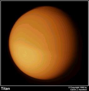 Titan Looking back at Titan In visible light, from Voyager Composition: