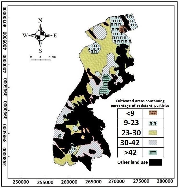 Mashhadi et al. / Desert 21-2 (2016) 133-141 139 Fig. 6. Resistant areas to wind erosion based on resistant particles Table 3.