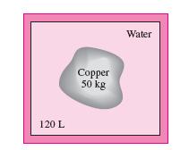 From Quiz 4 A 50 kg copper block initially at 80 O C is dropped into an insulated tank that contains 10 L of water at 5 O C.