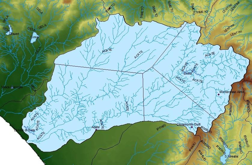 INVESTIGATED AREAS AND AVAILABLE DATA Figure 4.7 Partition of the Acate river basin in influence areas with Thiessen polygons Temperature dataset As illustrated in the paragraph 2.