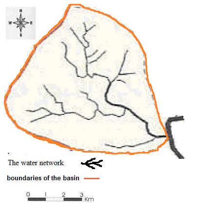 4-The Basin Oval from After applying both equation on basin (8), which is one of secondary basin shown in map (5), its area of this basin is (3.5 km 2 ) and (2.