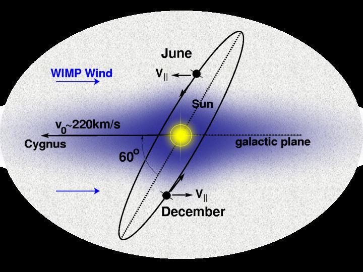 Based on the study of the correlation between the Earth motion in the galactic rest frame and the arrival direction of the Dark Matter (DM) particles able to induce nuclear recoils The dynamics of