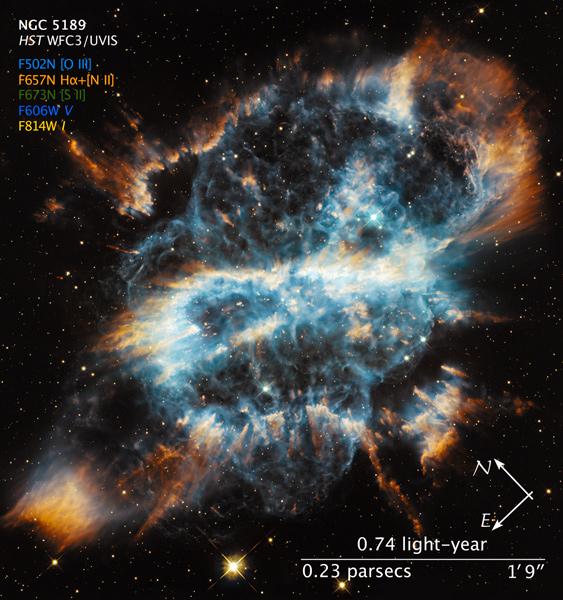 Hubble used WFC filters tuned to the specific colors of fluorescing sulfur,