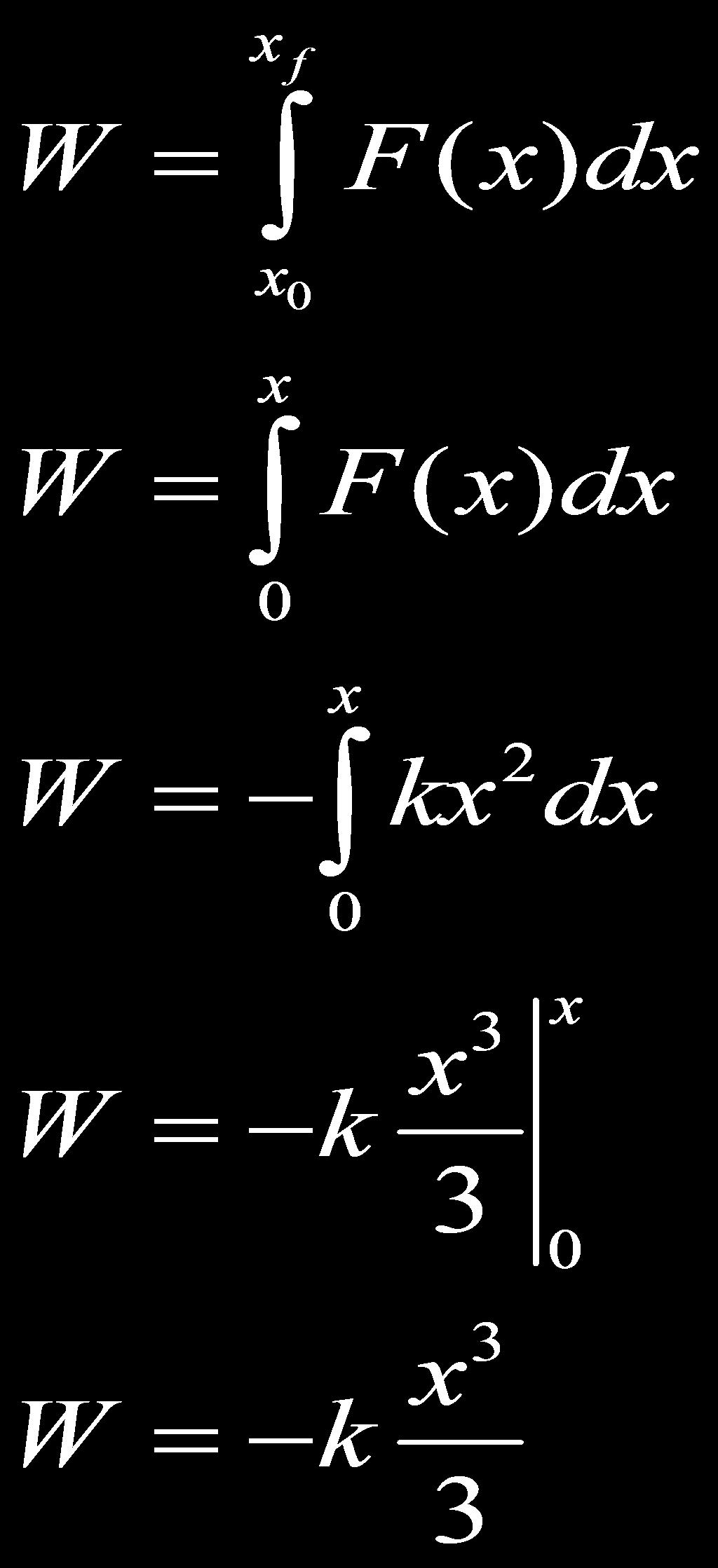 Nonlinear Spring Definition of Work for a non constant force The spring is stretched from x = 0