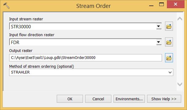 55 Search and run tool Stream Order The result is a Raster StrahlerOrder that holds Strahler Order values for each grid cell.