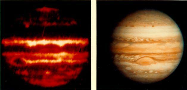 Jupiter Internal Heating The left image is taken in IR.