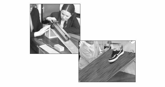 3. The photographs below show pupils investigating the movement of objects on ramps. (a) Give one factor you could change as you carry out your investigation (the independent variable).
