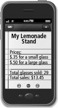 18. On a hot summer day, Jay set up a lemonade stand. He kept track of how many glasses he sold on his phone. a. Write two equations that relate the number of large glasses sold l and the number of small glasses sold s.