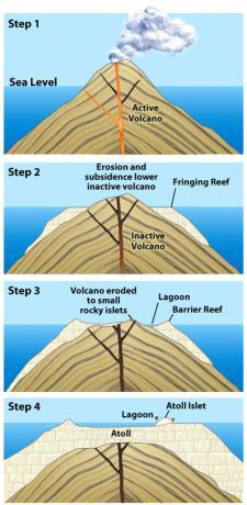 Atoll formation Volcanoes can be classified into