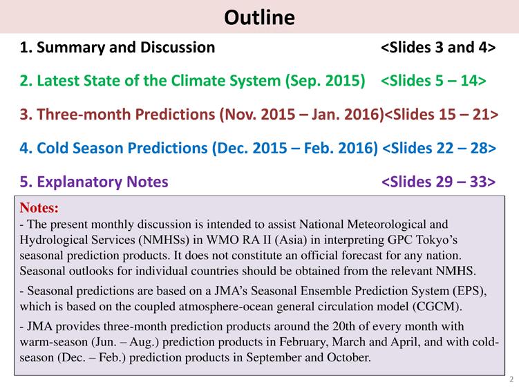 Monthly discussion on Seasonal Climate Outlooks http://ds.data.