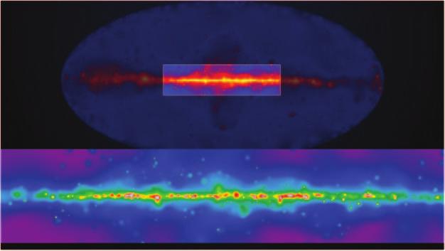 6 L. LATRONICO on behalf of the FERMI-LAT COLLABORATION Fig. 1. Fermi gamma-ray sky map above 50 GeV. The inset shows the sources in the highlighted region along the Galactic plane [11].