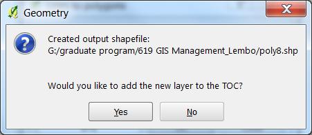 5. Yes to add shapefile to