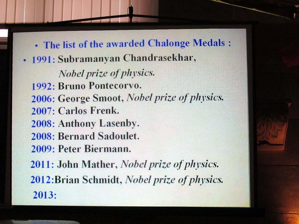 Chalonge and delivered the school's inaugural lecture in 1991 Daniel Chalonge and the Problem of the Abundance of the Hydrogen.