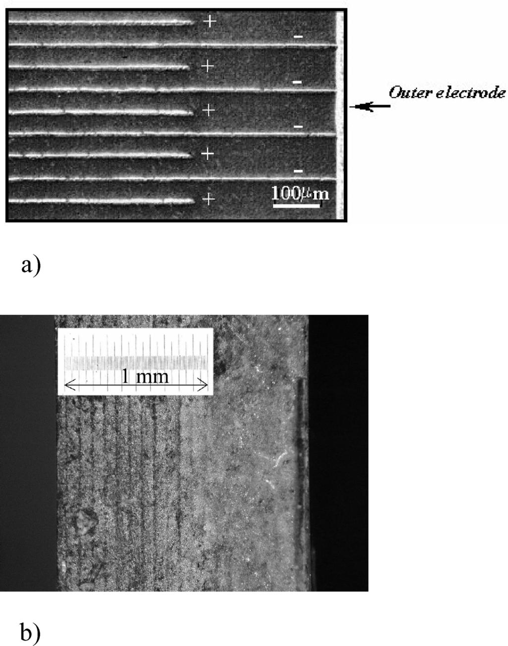 Laser Interferometric Displacement Measurements [633]/165 Figure 2. a) Electrode geometry of a typical multi-layer actuator with an ineffective volume at the device edges (typically 0.5 mm).