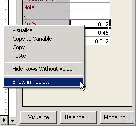 Select the variable and with the