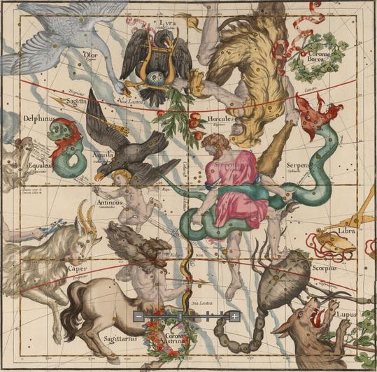 Antique star atlases Ignace Gaston Pardies sky maps 17 th Century